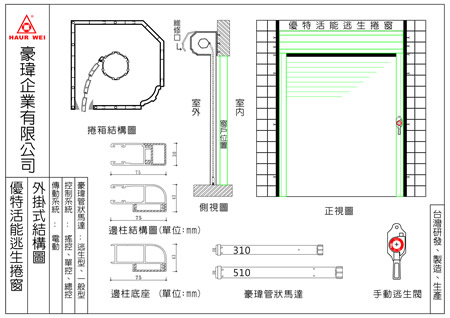 豪瑋捲窗-內懸式結構圖