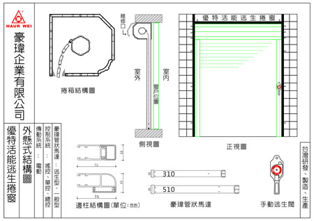 豪瑋捲窗-內懸式結構圖